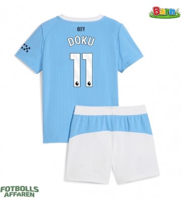 Manchester City Jeremy Doku #11 Hemmaställ Barn 2025-26 Kortärmad (+ Korta byxor)